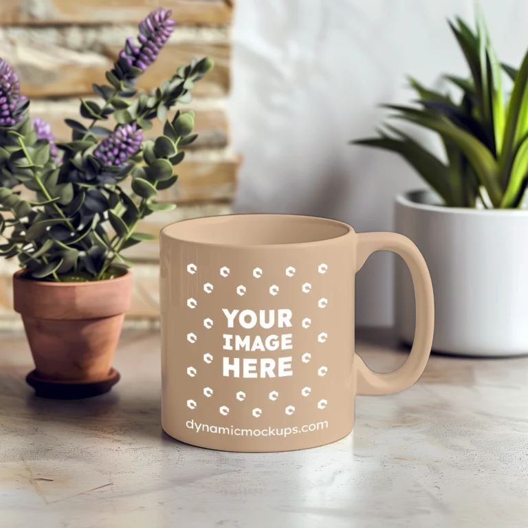 11oz Blank Tan Ceramic Coffee Mug Mockup Template