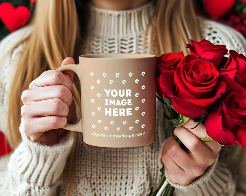 11oz Blank Tan Ceramic Coffee Mug Mockup Template