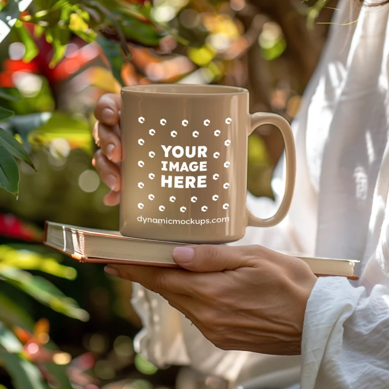 11oz Blank Tan Ceramic Coffee Mug Mockup Template