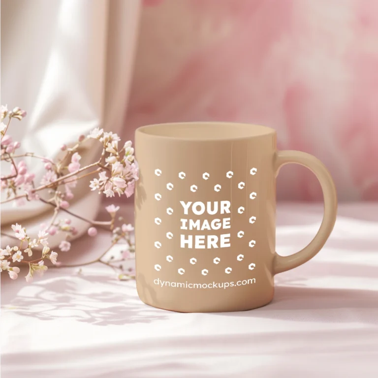 11oz Blank Tan Ceramic Coffee Mug Mockup Template