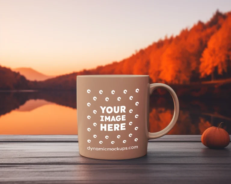 11oz Blank Tan Ceramic Coffee Mug Mockup Template