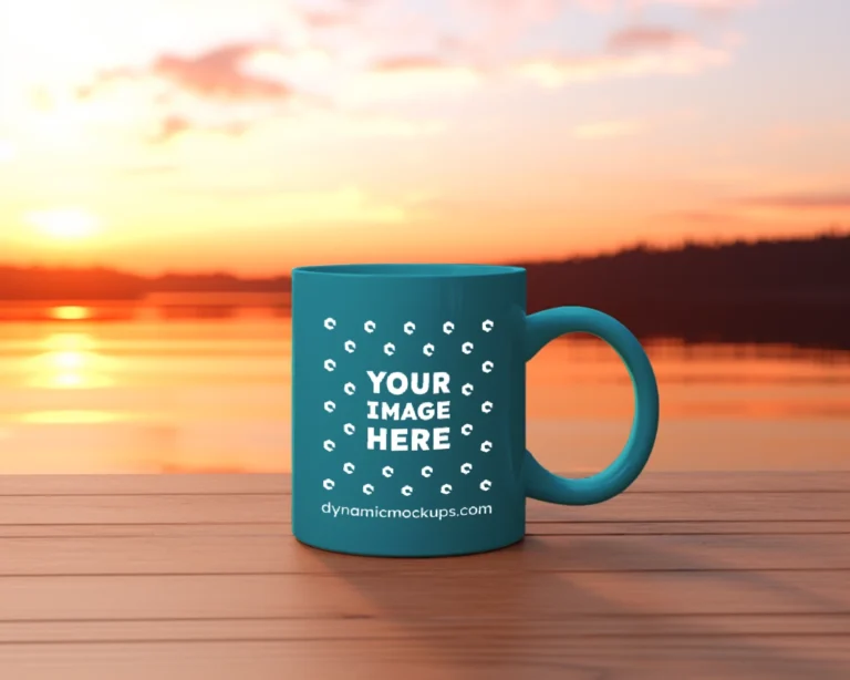 11oz Blank Teal Ceramic Coffee Mug Mockup Template