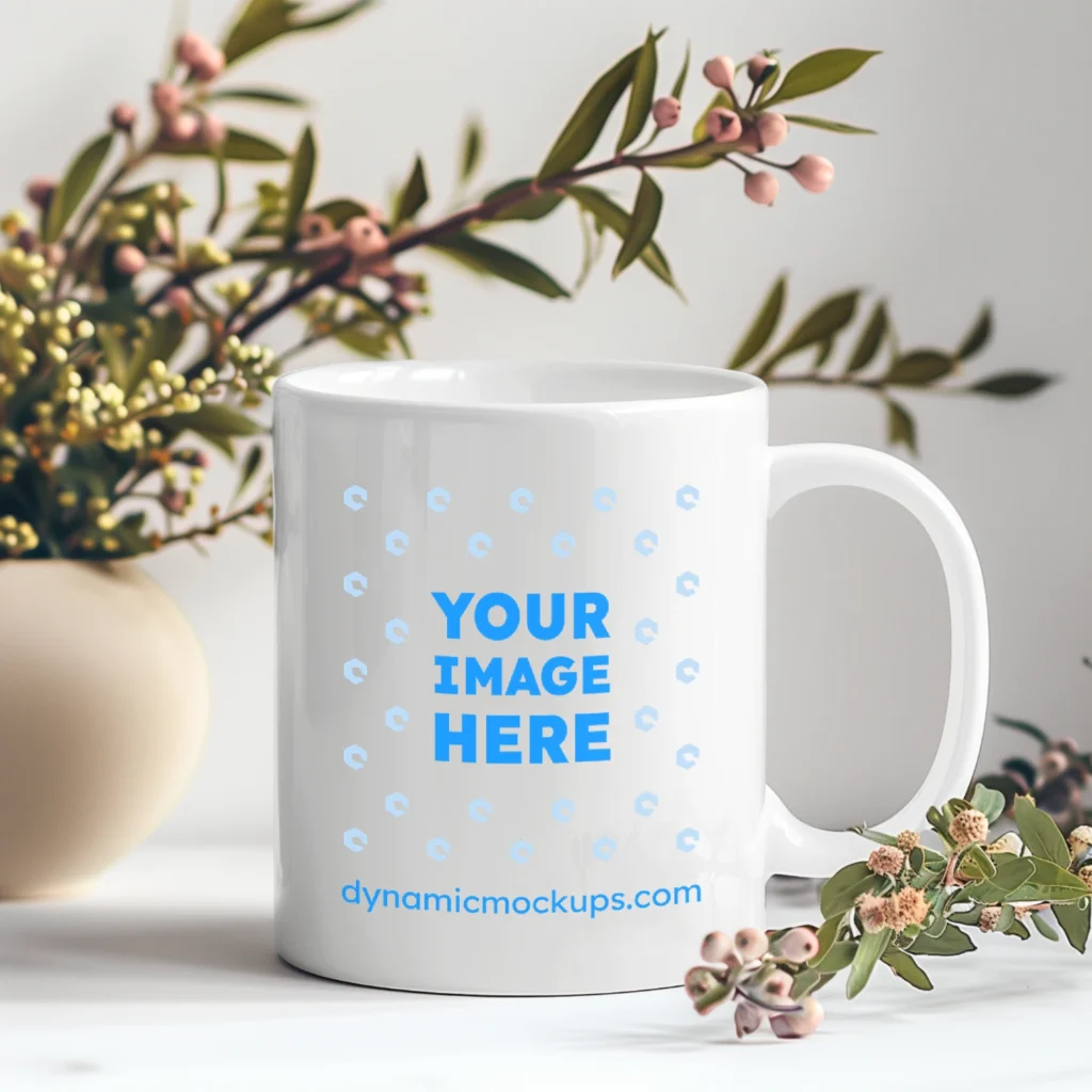 11oz Blank White Ceramic Coffee Mug Mockup Template