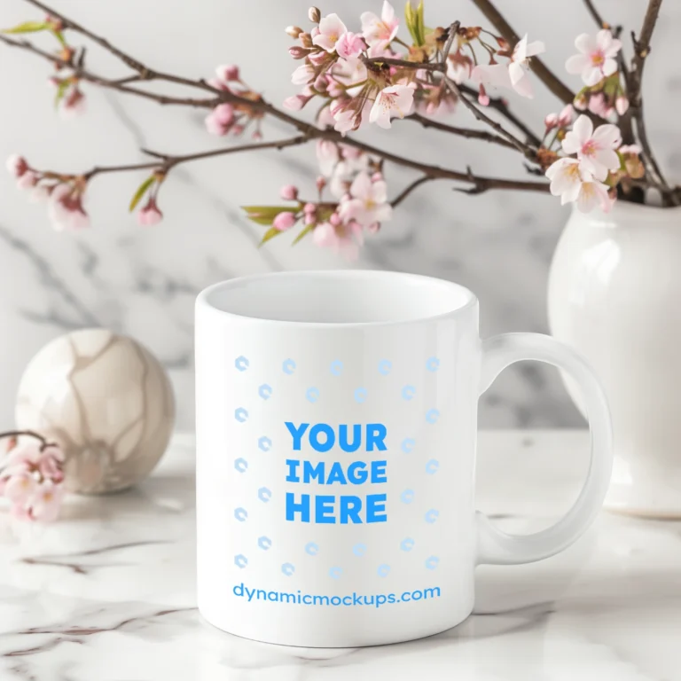 11oz Blank White Ceramic Coffee Mug Mockup Template