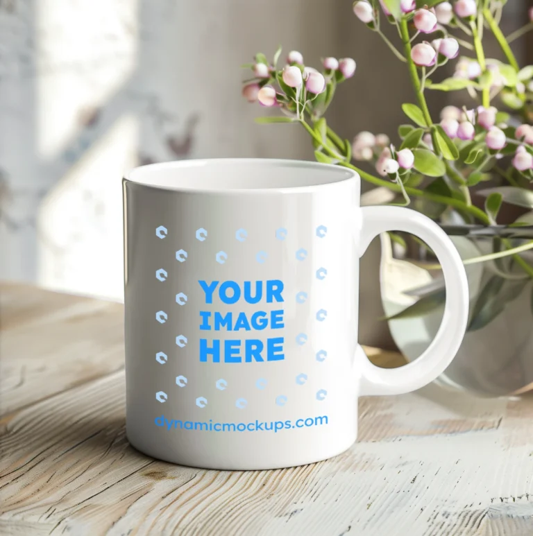 11oz Blank White Ceramic Coffee Mug Mockup Template