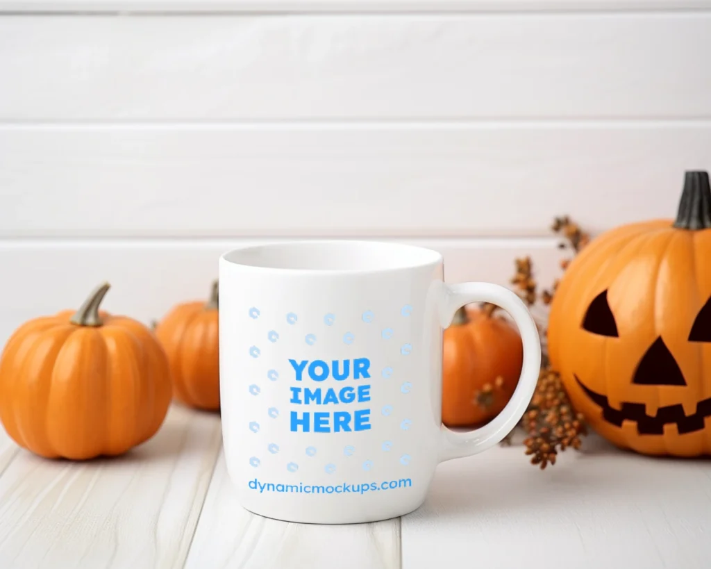 11oz Blank White Ceramic Coffee Mug Mockup Template