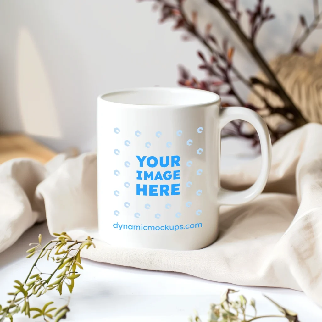 11oz Blank White Ceramic Coffee Mug Mockup Template