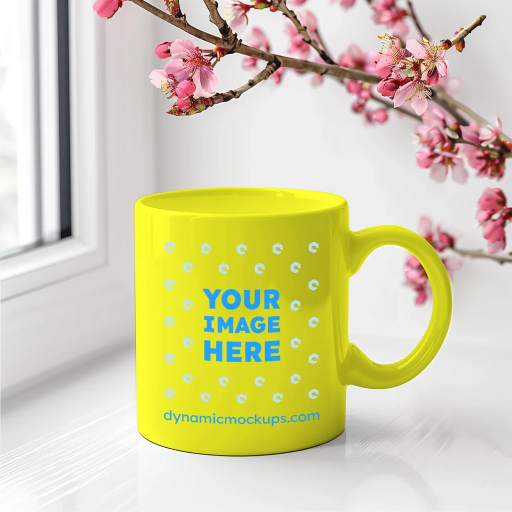 11oz Blank Yellow Ceramic Coffee Mug Mockup Template