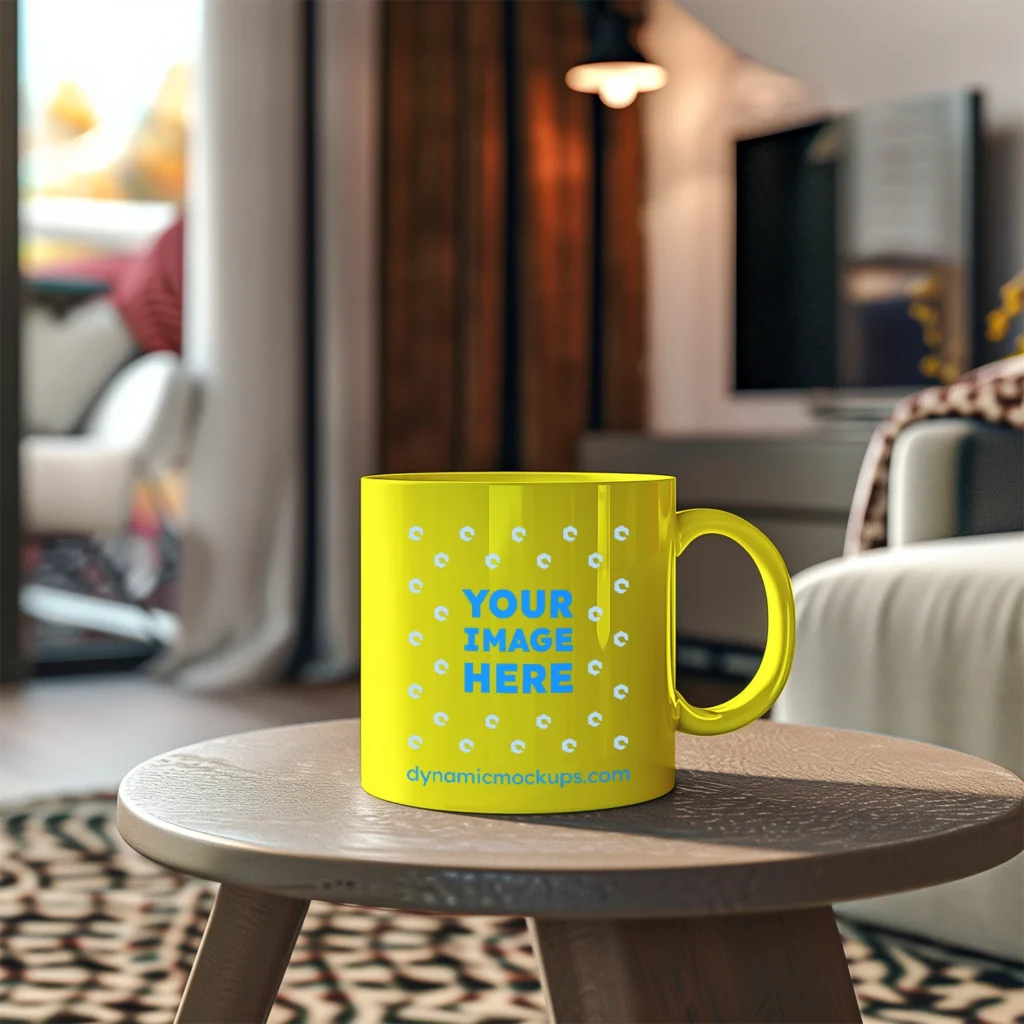 11oz Blank Yellow Ceramic Coffee Mug Mockup Template