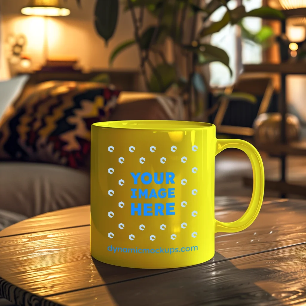 11oz Blank Yellow Ceramic Coffee Mug Mockup Template