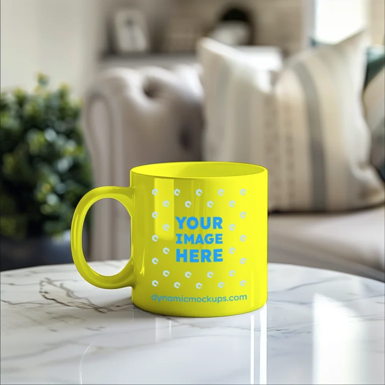 11oz Blank Yellow Ceramic Coffee Mug Mockup Template