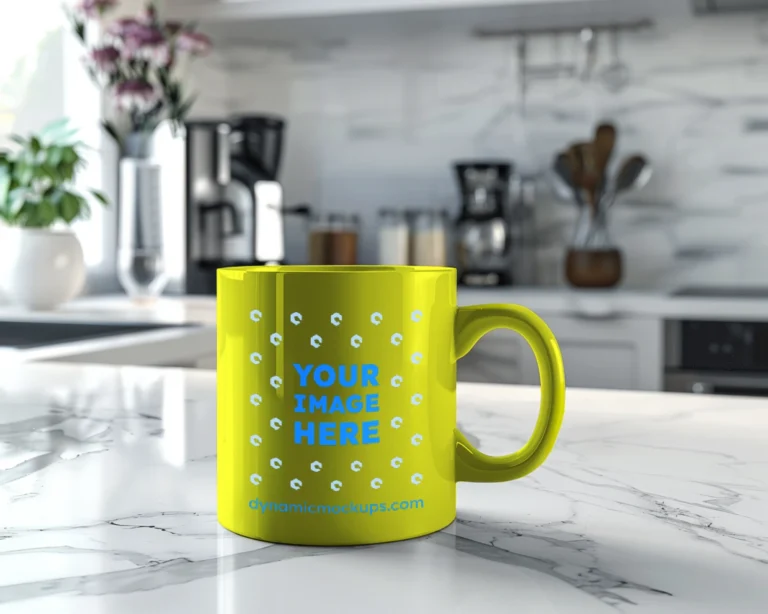 11oz Blank Yellow Ceramic Coffee Mug Mockup Template