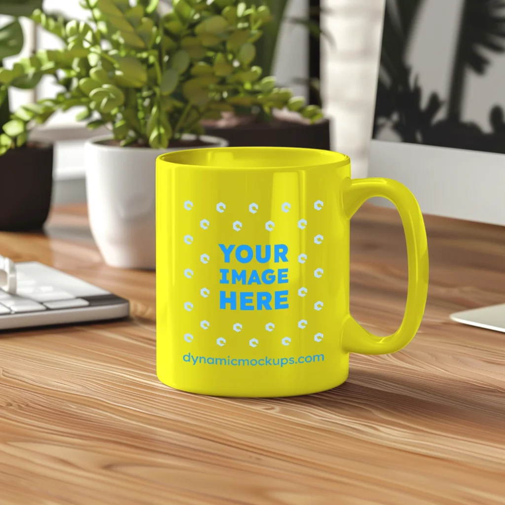 11oz Blank Yellow Ceramic Coffee Mug Mockup Template