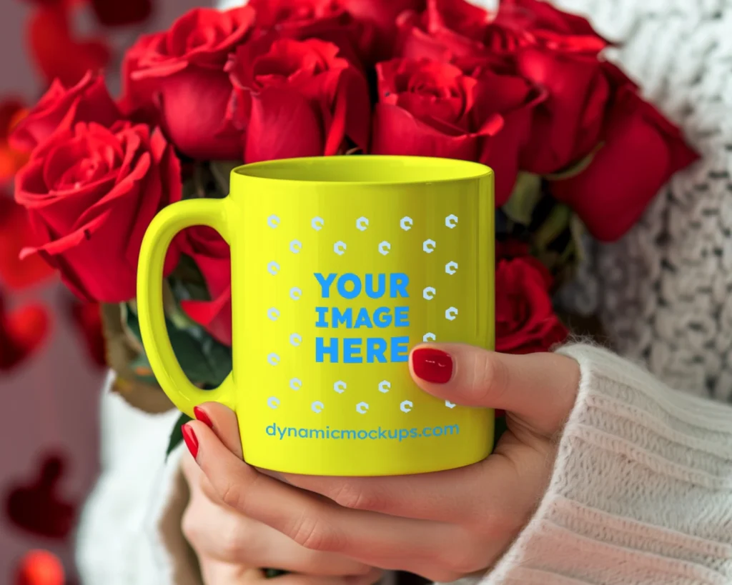 11oz Blank Yellow Ceramic Coffee Mug Mockup Template