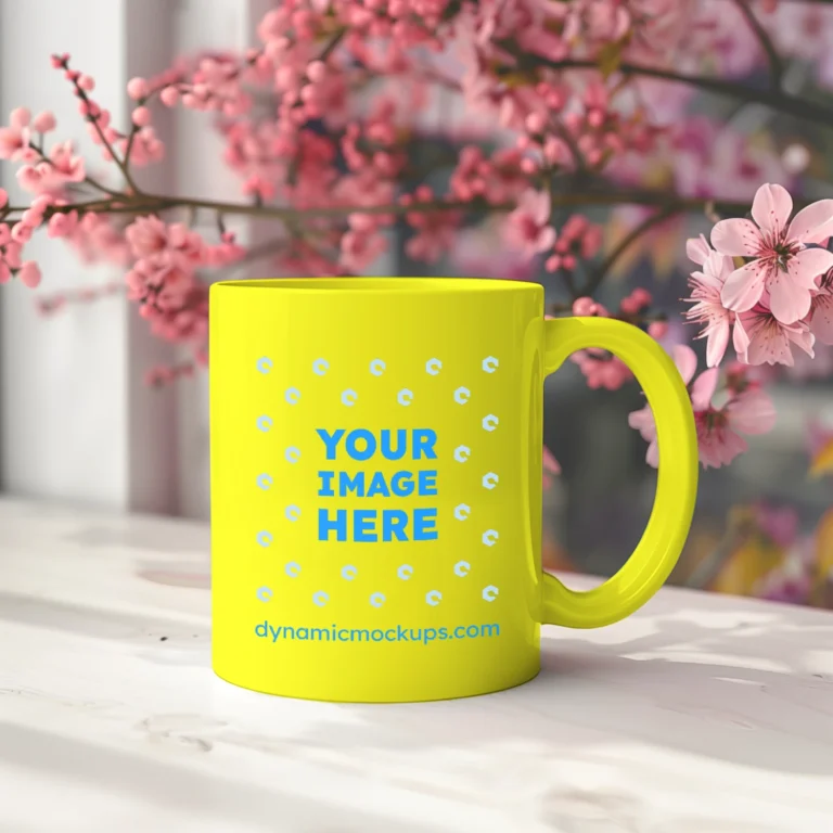 11oz Blank Yellow Ceramic Coffee Mug Mockup Template