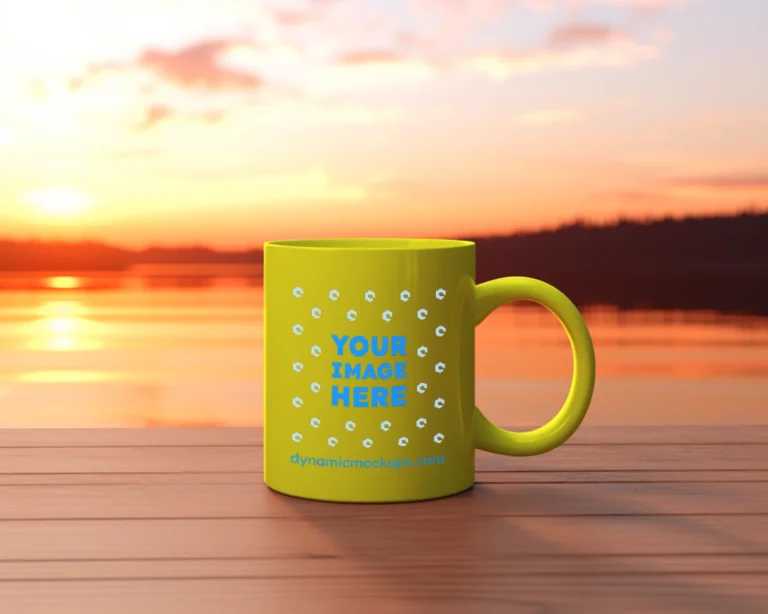 11oz Blank Yellow Ceramic Coffee Mug Mockup Template