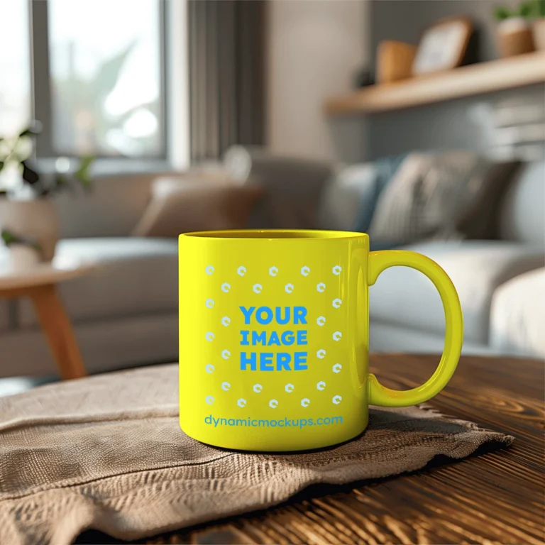 11oz Blank Yellow Ceramic Coffee Mug Mockup Template