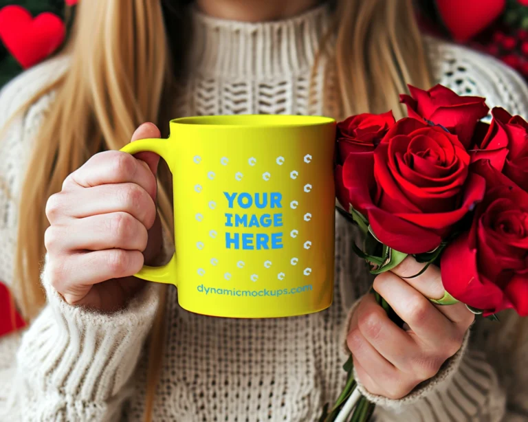 11oz Blank Yellow Ceramic Coffee Mug Mockup Template