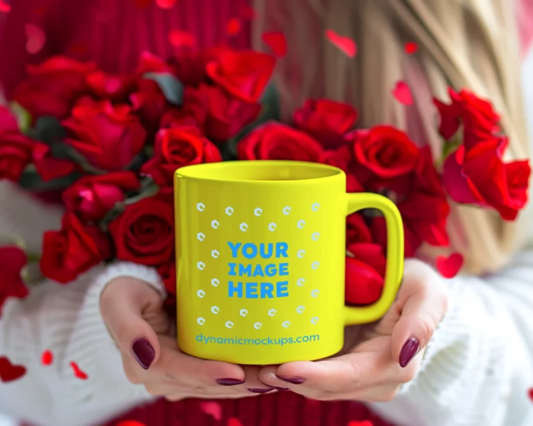 11oz Blank Yellow Ceramic Coffee Mug Mockup Template