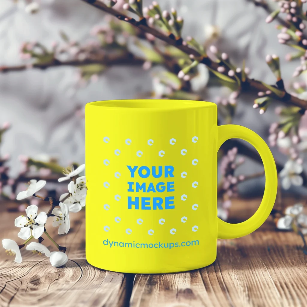 11oz Blank Yellow Ceramic Coffee Mug Mockup Template