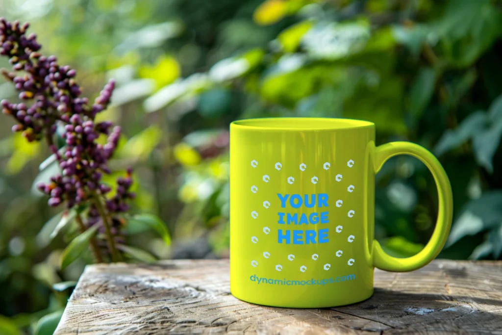 11oz Blank Yellow Ceramic Coffee Mug Mockup Template