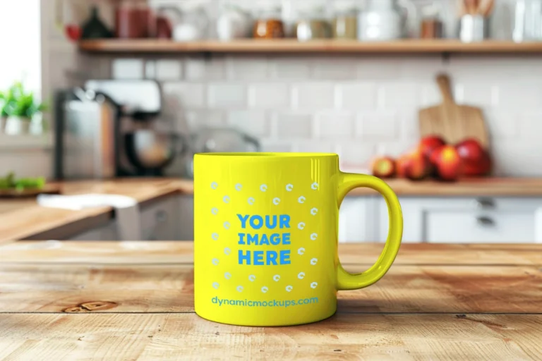 11oz Blank Yellow Ceramic Coffee Mug Mockup Template