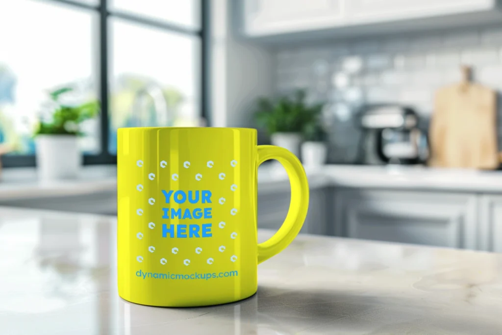 11oz Blank Yellow Ceramic Coffee Mug Mockup Template