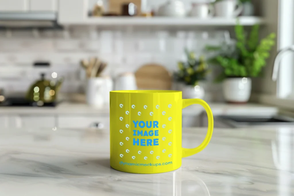 11oz Blank Yellow Ceramic Coffee Mug Mockup Template