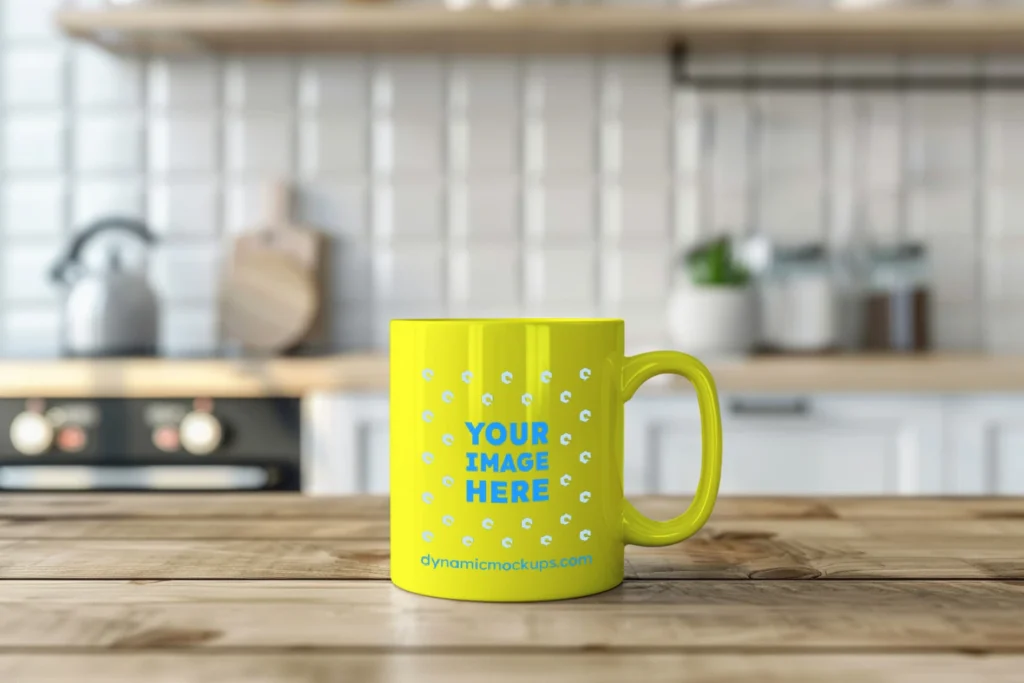 11oz Blank Yellow Ceramic Coffee Mug Mockup Template