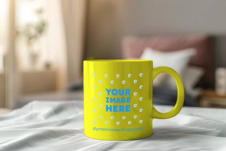 11oz Blank Yellow Ceramic Coffee Mug Mockup Template