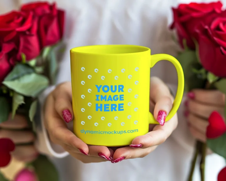 11oz Blank Yellow Ceramic Coffee Mug Mockup Template