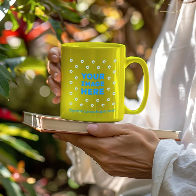 11oz Blank Yellow Ceramic Coffee Mug Mockup Template