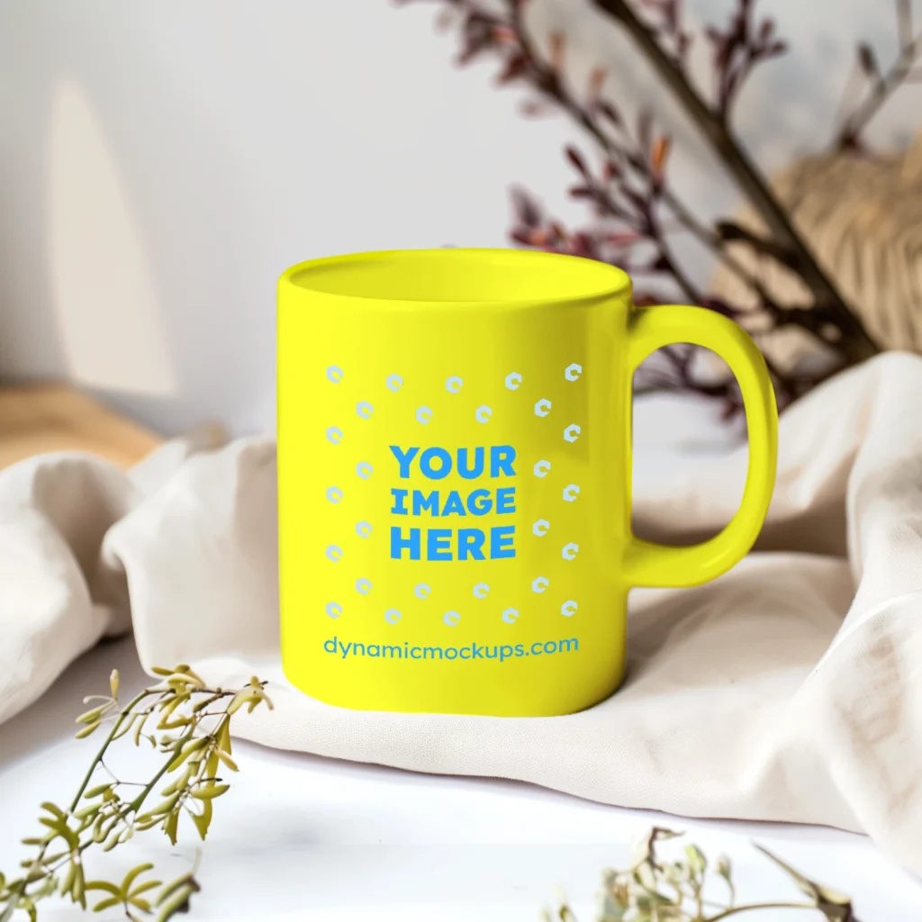 11oz Blank Yellow Ceramic Coffee Mug Mockup Template