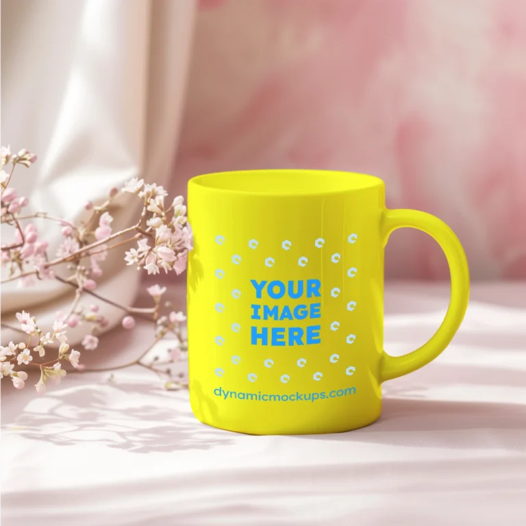 11oz Blank Yellow Ceramic Coffee Mug Mockup Template