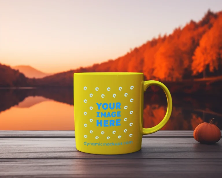 11oz Blank Yellow Ceramic Coffee Mug Mockup Template