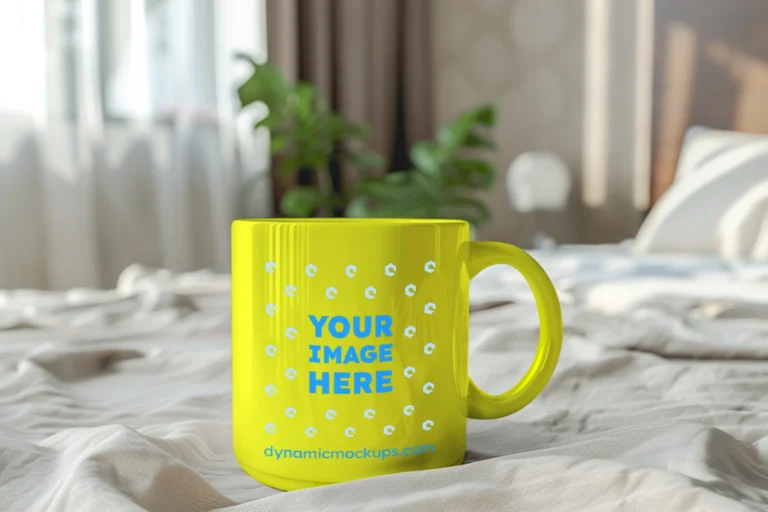 11oz Blank Yellow Ceramic Coffee Mug Mockup Template