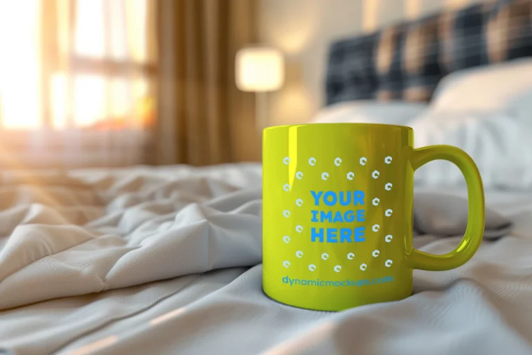 11oz Blank Yellow Ceramic Coffee Mug Mockup Template