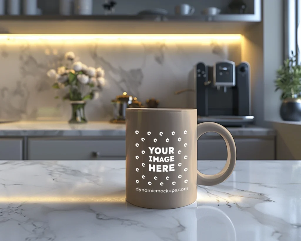 15oz Blank Beige Ceramic Coffee Mug Mockup Template