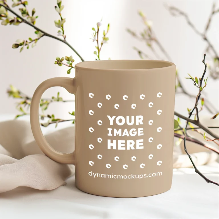 15oz Blank Beige Ceramic Coffee Mug Mockup Template