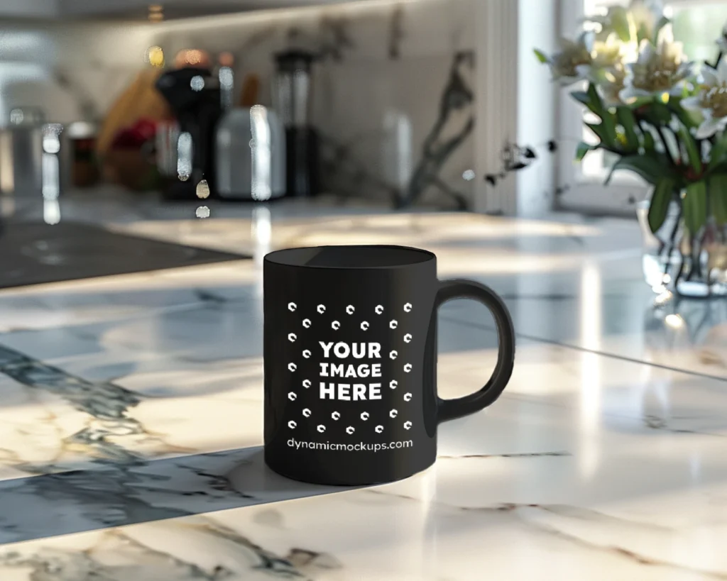 15oz Blank Black Ceramic Coffee Mug Mockup Template