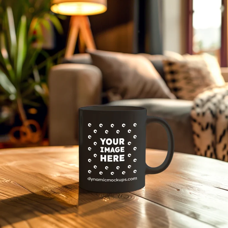 15oz Blank Black Ceramic Coffee Mug Mockup Template