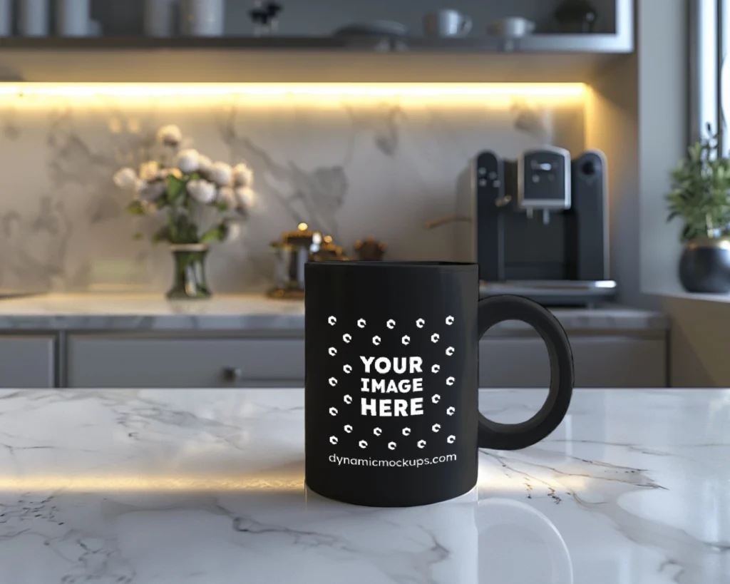 15oz Blank Black Ceramic Coffee Mug Mockup Template