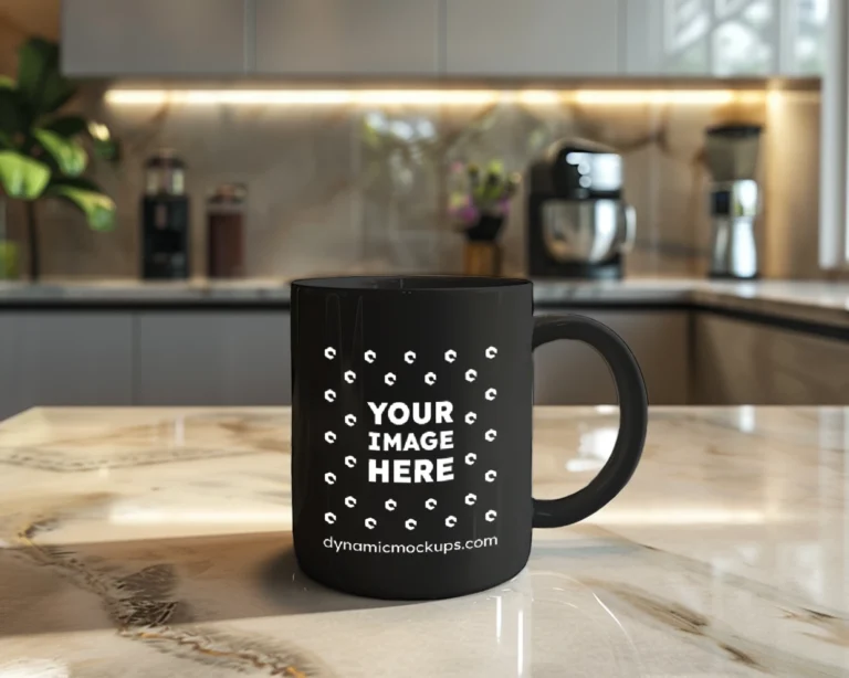 15oz Blank Black Ceramic Coffee Mug Mockup Template