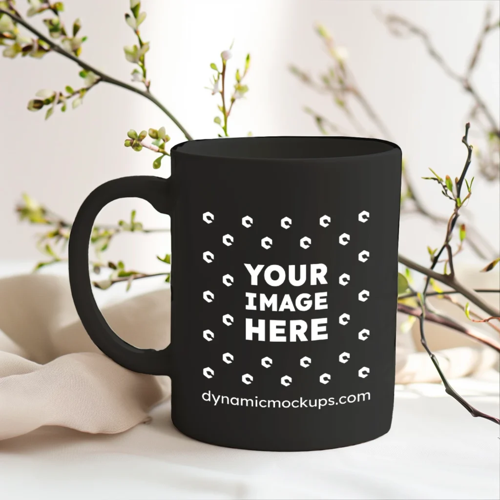 15oz Blank Black Ceramic Coffee Mug Mockup Template