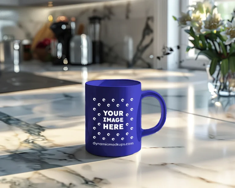 15oz Blank Blue Ceramic Coffee Mug Mockup Template