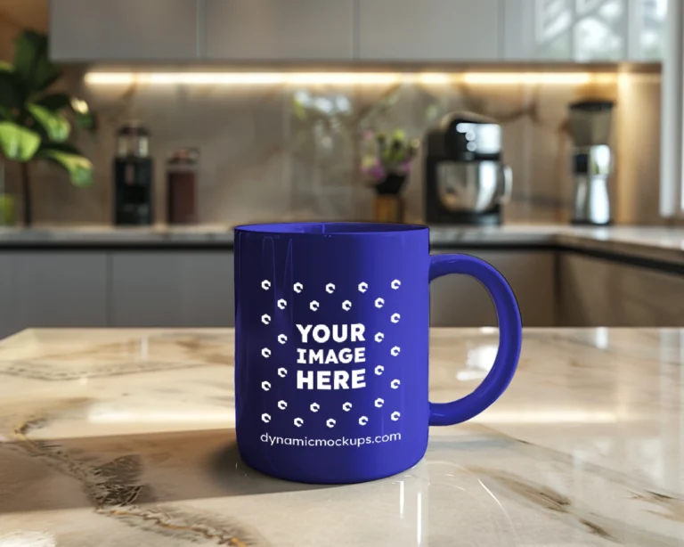 15oz Blank Blue Ceramic Coffee Mug Mockup Template