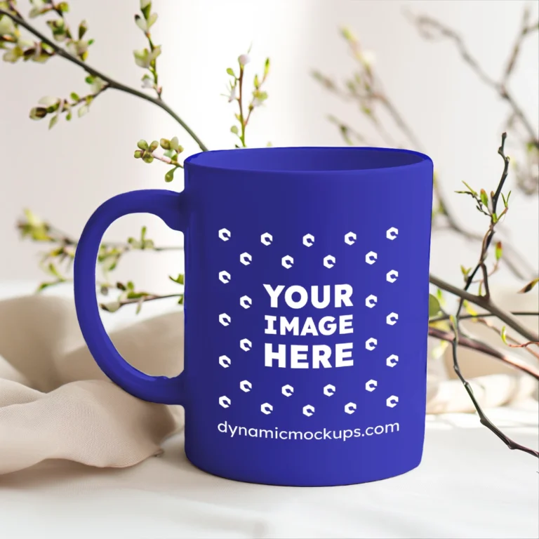 15oz Blank Blue Ceramic Coffee Mug Mockup Template