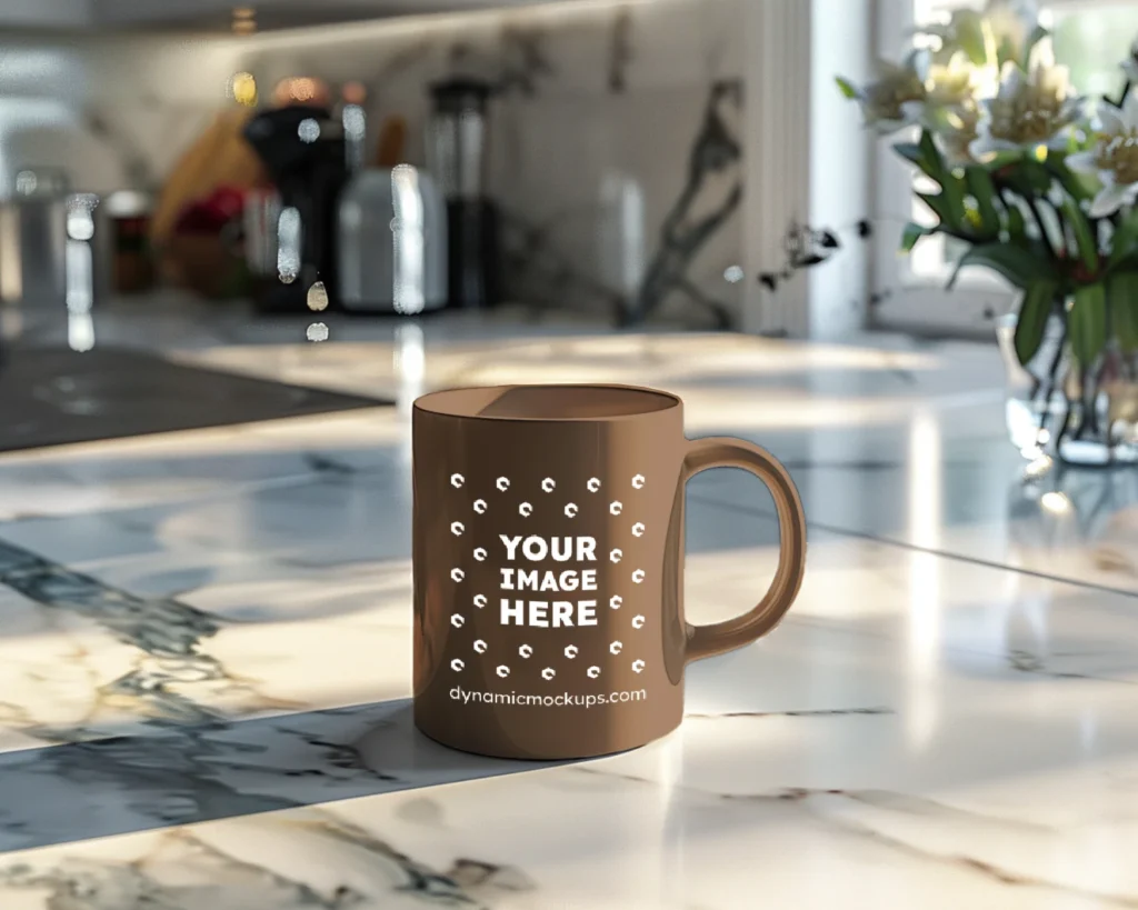 15oz Blank Brown Ceramic Coffee Mug Mockup Template