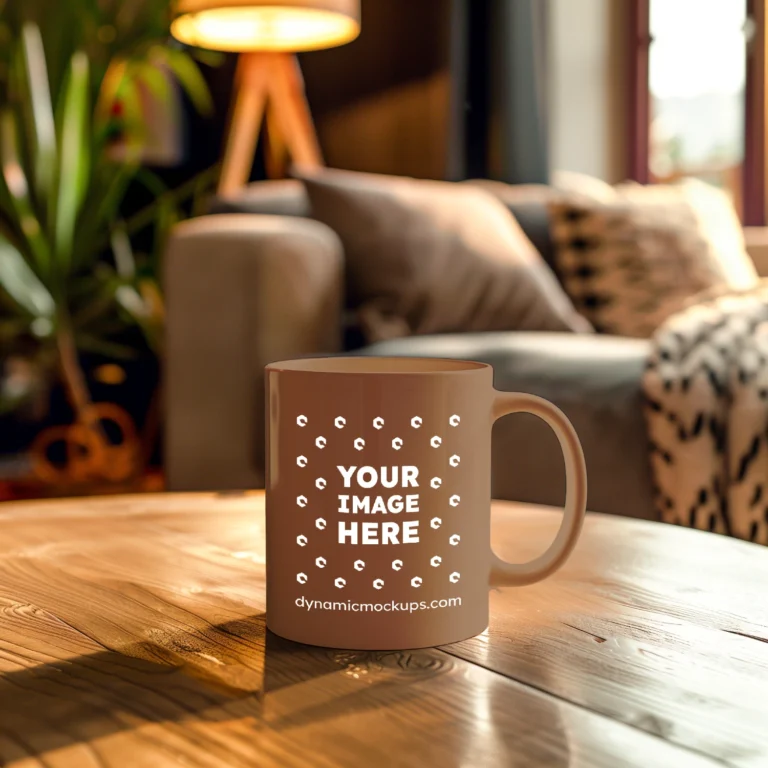 15oz Blank Brown Ceramic Coffee Mug Mockup Template