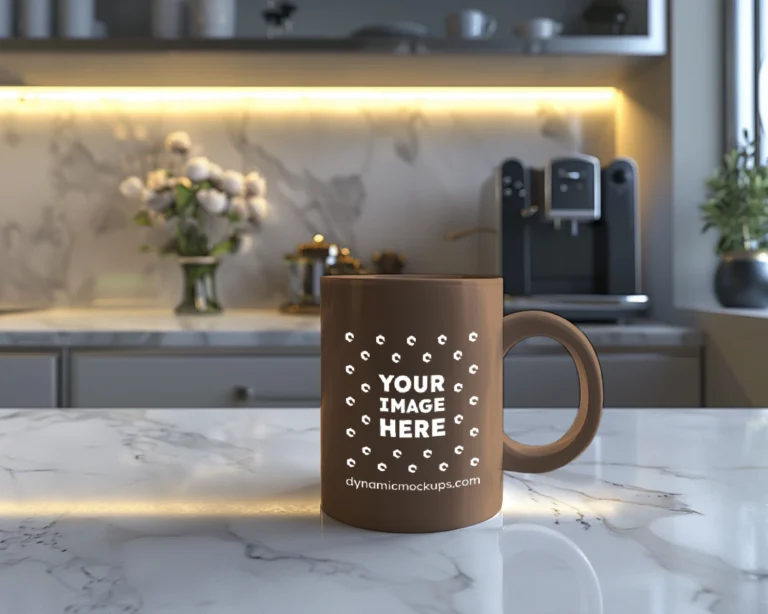 15oz Blank Brown Ceramic Coffee Mug Mockup Template